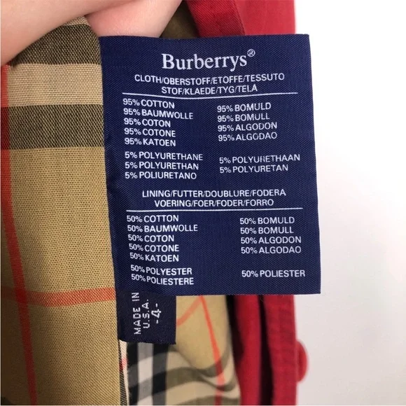 Burberry Red Rust Trench Coat Nova Check Cuff 4 S - Picture 7 of 8